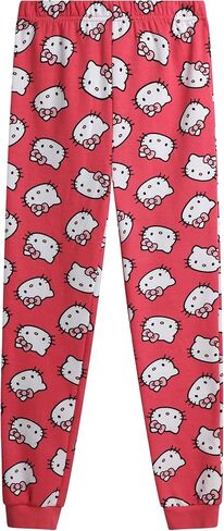 Hello Kitty Girls' Pants Set - 2 Piece Crewneck Sweatshirt and Fleece Pants - Matching Outfit for Girls (2T-12), Size 5-6, White/Aurora Pink in Kuwait