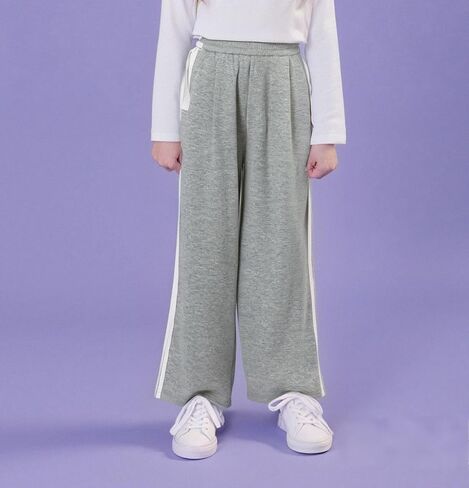 Side Striped Casual Wide Leg Sports Pants for Teenage Girls - Comfortable Elastic Waistband in Saudi Arabia