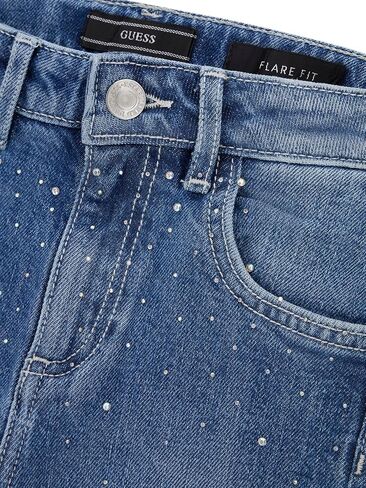 GUESS Girls' Denim Flare Pants with Rhinestones in Saudi Arabia