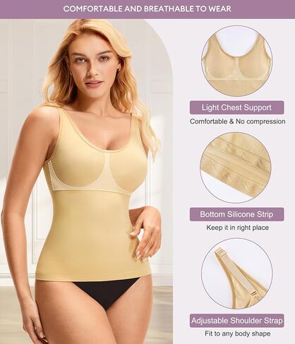 YERKOAD Compression Tanks for Women Shapewear Tank Tops Seamless Tummy Control Tank Top Scoop Neck Camisole Tops in Kuwait