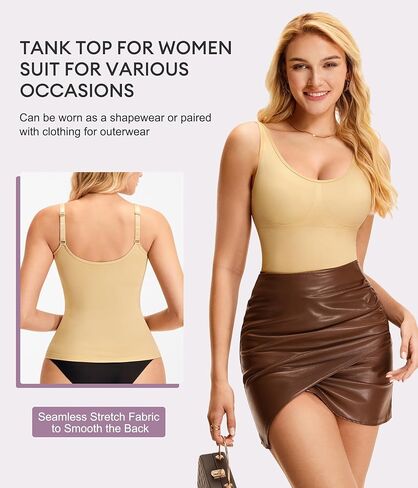YERKOAD Compression Tanks for Women Shapewear Tank Tops Seamless Tummy Control Tank Top Scoop Neck Camisole Tops in Kuwait