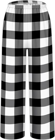 HONGTEYA Girls Christmas Pants with Pockets Soft Long Loose Kids Plaid Bottom Indoor Outdoor Xmas Holiday 8-14 Years in Saudi Arabia