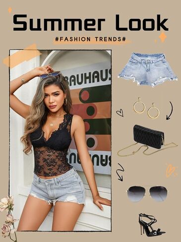 Avidlove Lace Tops for Women V Neck Tank Tops Sexy Sheer Y2k Crop Tops for Going Out Concert in Saudi Arabia