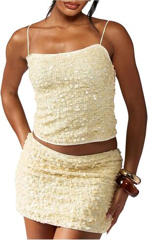 Floerns Women's Shiny Sequin Low Waist Mini Skirt Sparkly Beaded Bodycon Night Out Party Skirts in Saudi Arabia