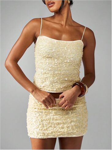 Floerns Women's Shiny Sequin Low Waist Mini Skirt Sparkly Beaded Bodycon Night Out Party Skirts in Saudi Arabia