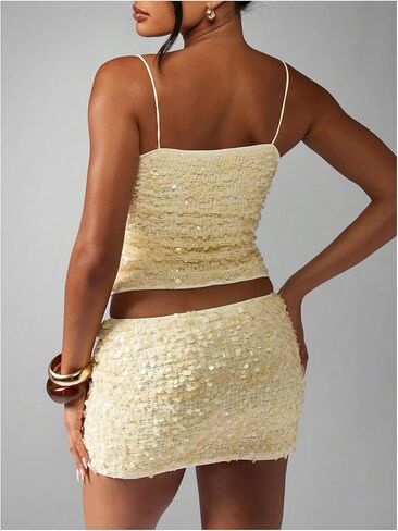 Floerns Women's Shiny Sequin Low Waist Mini Skirt Sparkly Beaded Bodycon Night Out Party Skirts in Saudi Arabia