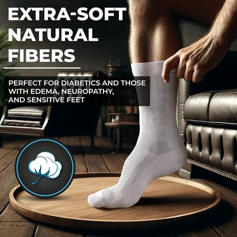 DR. GO Neuropathy Diabetic Socks for Men Crew Size Seamless Non Binding Socks 4 Pairs Black White in Saudi Arabia