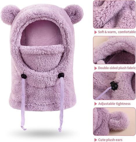 Kids Winter Fleece Hats Children's Balaclava Ski Mask Windproof Warm Adjustable with Fleece Lining Hat for Boys Girls in Saudi Arabia