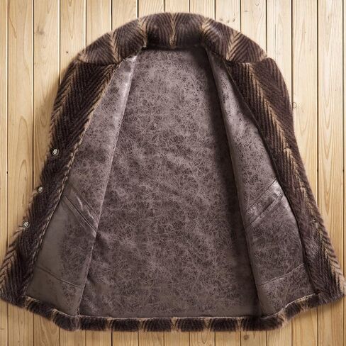 معطف Men Faux Mink Mid-Length مفتوح الأمام الواحد المفرد الصدري المصنوع من طية صدر شتوية عكسية تصميم فرو سترة رجال in Kuwait