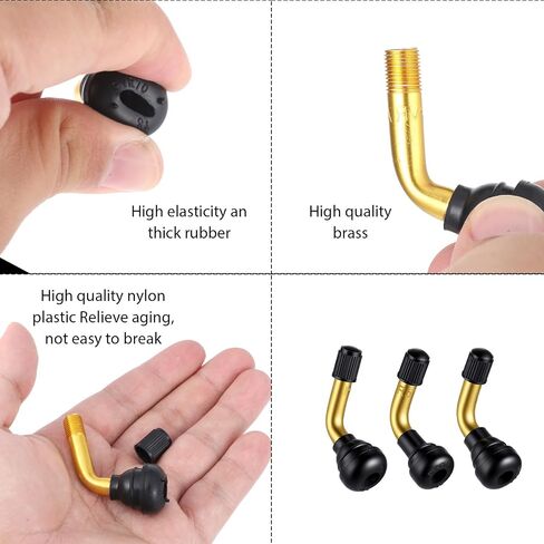 Tubeless Valve Stems 6 Pcs PVR50/PVR60/PVR70 Brass Stem Tubeless Tire Valve Stems 90 Degree Angled Tubeless-Valve for Motorcycle Scooter ATV Go Kart Fits Tubeless-Tire Rim in Saudi Arabia