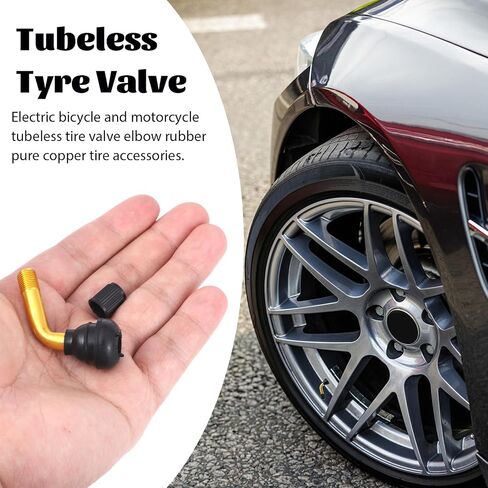Tubeless Valve Stems 6 Pcs PVR50/PVR60/PVR70 Brass Stem Tubeless Tire Valve Stems 90 Degree Angled Tubeless-Valve for Motorcycle Scooter ATV Go Kart Fits Tubeless-Tire Rim in Saudi Arabia