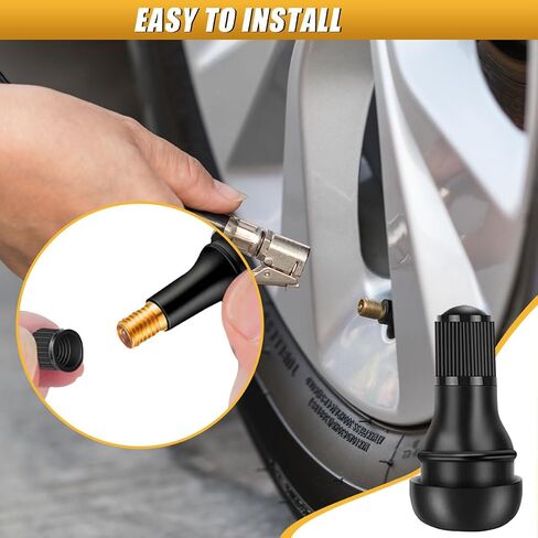 8PCS TR413 Tubeless Tire Valve Stems, Universal Rubber Snap-in Tire Valve Stem Replacement, Standard Vehicle Tires Valves Accessories for Tubeless 0.453 inches 11.5mm Rim Holes (TR413) in Saudi Arabia