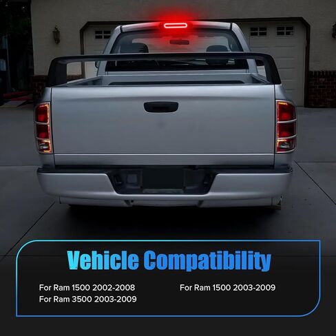 Smoke Lens LED 3rd Brake Light Compatible with 2002-2008 Ram1500 2003-2009 Ram2500 3500 third brake cargo lights 3rd Brake Lamp with Sealed foam gasket can be switched to F1-style Red Flash in Kuwait