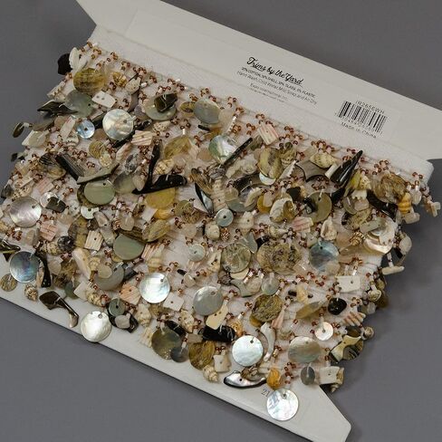 Trims by the Yard 5 Yards of Shell and Circle Fringe Trim, Natural Multi in Saudi Arabia