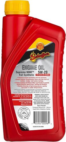 Schaeffer Manufacturing Co. 9004-012 Supreme 9000 Full Synthetic Gasoline Engine Oil 5W-20, 1-Quart Bottle (Pack of 12) in Saudi Arabia