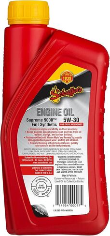 Schaeffer Manufacturing Co. 9004-012 Supreme 9000 Full Synthetic Gasoline Engine Oil 5W-20, 1-Quart Bottle (Pack of 12) in Saudi Arabia