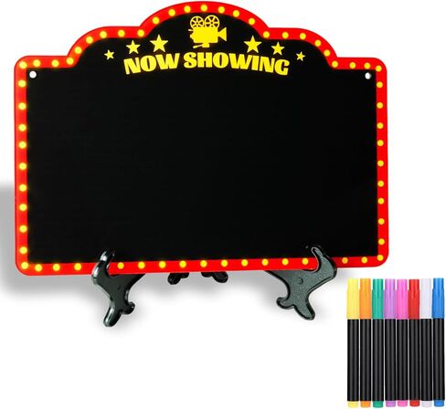 Movie Night Supplies Decorations Chalkboard Kit, Movie Theme Decor for Party, Room, Home Theater, Outdoor, Halloween Christmas, Now Showing Sign, Movie Lover Gifts (with 8-Chalk Markers) in Saudi Arabia