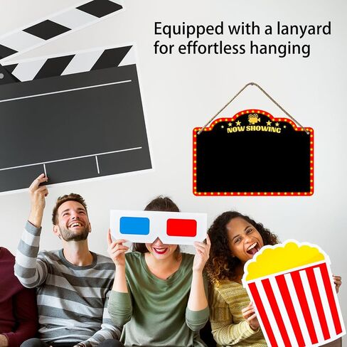 Movie Night Supplies Decorations Chalkboard Kit, Movie Theme Decor for Party, Room, Home Theater, Outdoor, Halloween Christmas, Now Showing Sign, Movie Lover Gifts (with 8-Chalk Markers) in Saudi Arabia