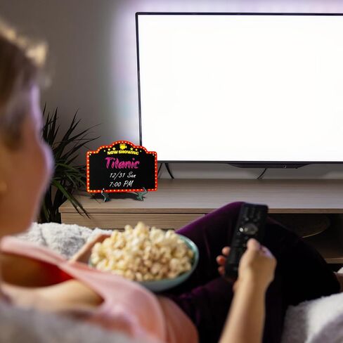 Movie Night Supplies Decorations Chalkboard Kit, Movie Theme Decor for Party, Room, Home Theater, Outdoor, Halloween Christmas, Now Showing Sign, Movie Lover Gifts (with 8-Chalk Markers) in Saudi Arabia