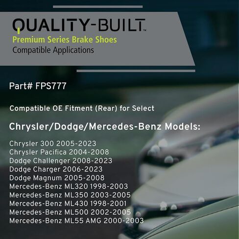 أحذية الفرامل للوقوف الخلفي أحذية OE بديل لعام 1998-2023 Chrysler/Dodge/Mercedes-Benz (300 ، Challenger ، Charger ، Magnum ، ML320 ، ML350 ، ML430 ، ML500 ، ML55 AMG ، Pacifica)-FPS777 in Saudi Arabia