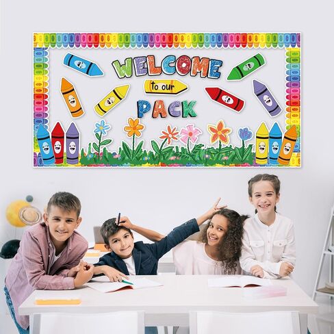 زخارف لوحات الفصول الدراسية - مرحبًا بك في ديكور لوحات BACK CRAYON BULLETIN ، مع درجات الحدود لجدار المنزل في الفصل الدراسي ، والعودة إلى ديكورات المدرسة in Saudi Arabia
