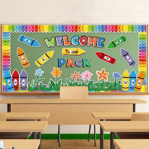 زخارف لوحات الفصول الدراسية - مرحبًا بك في ديكور لوحات BACK CRAYON BULLETIN ، مع درجات الحدود لجدار المنزل في الفصل الدراسي ، والعودة إلى ديكورات المدرسة in Saudi Arabia
