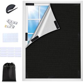 غطاء نافذة التعتيم بنسبة 100 ٪ ، ستائر تعتيم محمولة لغرفة نوم لا توجد ستائر نافذة الحفر ، ورقة النسيج السوداء للظلال للريفي ، السفر ، غرفة الوسائط ، 39 'x 57' ' in Kuwait