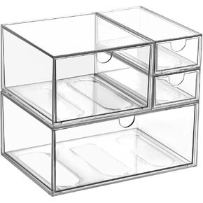 Cosmetic Desk Stackable Storage, Clear Plastic Drawer Storage With 10 Drawers, 4 Different Sizes, Suitable For Desktop, Cosmetics, Pens, Stationery, Jewelry, Crafts Storage And Organization in Saudi Arabia