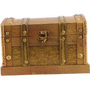 Ciieeo Rustic Antique Wooden Pirate Treasure Chest Jewelry Storage Box Small Vintage Keepsake Organizer for Bracelets Earrings Necklaces Display and Travel in Saudi Arabia