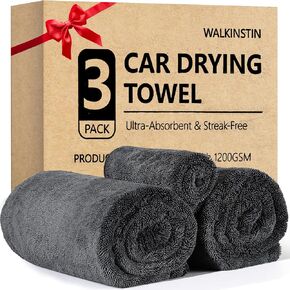 3-Pack 1200 GSM Car Drying Towels – Microfiber Towels for Cars 35"x 24" & 16"x 16", Extra Large Super Absorbent Microfiber Drying Towel Detailing Supplies for Car and Trucks, No Streaks & Scratches in Saudi Arabia