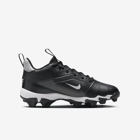 Nike Alpha Menace 4 Shark Big Kids' Football Cleats (Wide) (FQ4016-001, Black/Light Smoke Grey/Metallic Silver/White) Size 3.5 in Saudi Arabia