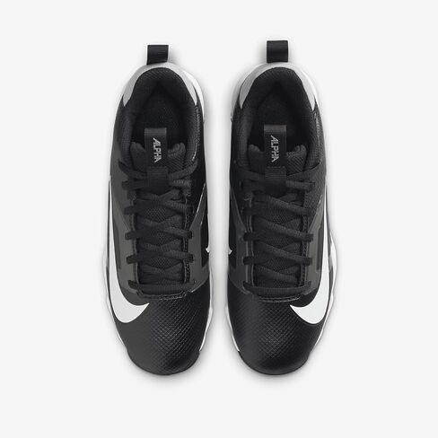 Nike Alpha Menace 4 Shark Big Kids' Football Cleats (Wide) (FQ4016-001, Black/Light Smoke Grey/Metallic Silver/White) Size 3.5 in Saudi Arabia