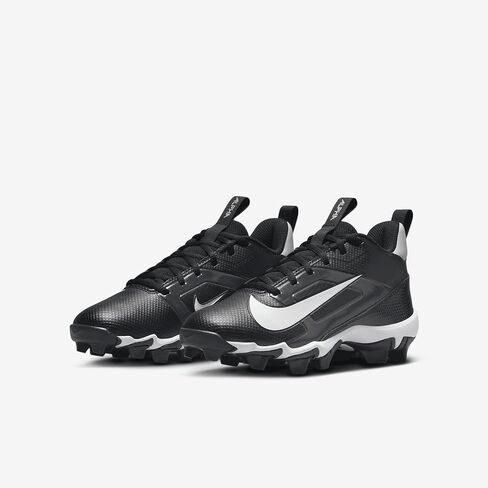 Nike Alpha Menace 4 Shark Big Kids' Football Cleats (Wide) (FQ4016-001, Black/Light Smoke Grey/Metallic Silver/White) Size 3.5 in Saudi Arabia