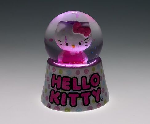 Sanrio Hello Kitty Polka Dots Mini Light-Up Snow Globe مع عرض بريق دوار | 3 بوصات طولها in Kuwait
