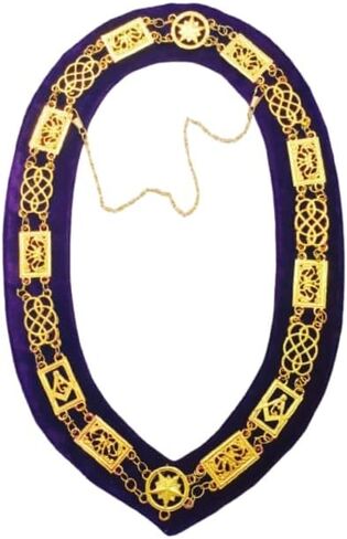 Masonic Regalia Grand Lodge Chain Collar Golden Chain with Purple Backing in Saudi Arabia