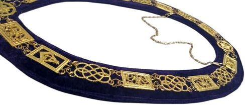 Masonic Regalia Grand Lodge Chain Collar Golden Chain with Purple Backing in Saudi Arabia