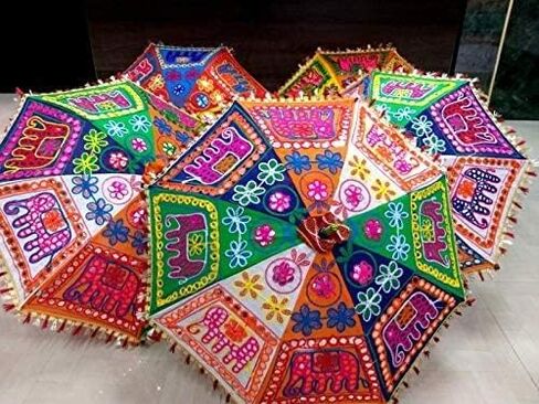 5 Pcs Lot Indian Wedding Umbrellas Vintage Elephant Design Decorative Umbrella Sun Parasols Wedding Birthday Party Decoration Lot Of Elephant Design Umbrellas in Saudi Arabia