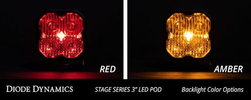 Diode Dynamics SS3 SAE/DOT White Sport LED (زوج) ، الفيضان مع الإضاءة الخلفية العنبر in Kuwait