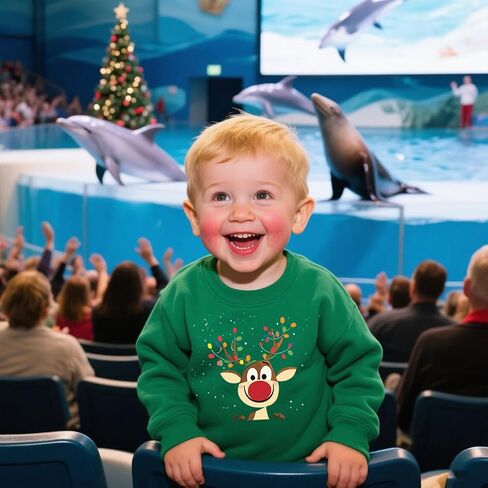 Toddler Boys Girls Christmas Sweatshirt Kids Ugly Xmas T-Shirt Excavator Deer Graphic Long Sleeve Outfit 2-7 Years in Saudi Arabia