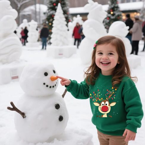 Toddler Boys Girls Christmas Sweatshirt Kids Ugly Xmas T-Shirt Excavator Deer Graphic Long Sleeve Outfit 2-7 Years in Saudi Arabia