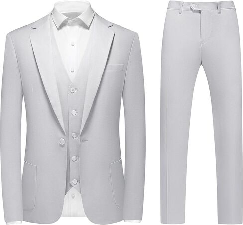 بدلة الكتان Kudoro للرجال Slim Fit 3 قطع شاطئ Summer Beach Tuxedo Suit Suit Stud Set Set in Kuwait