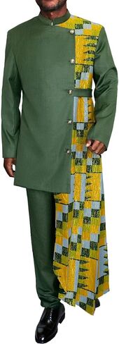 بدلة أفريقية للرجال معطف الأكمام الطويلة 2 قطعة مجموعة Dashiki Ankara طباعة المرقع السترة الزفاف الزي زفاف in Kuwait