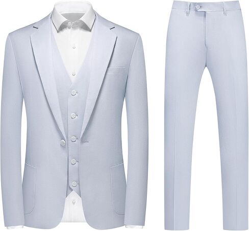 بدلة الكتان Kudoro للرجال Slim Fit 3 قطع شاطئ Summer Beach Tuxedo Suit Suit Stud Set Set in Kuwait
