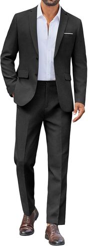 COOFANDY Mens Suit 2 Piece Suit Classic Fit Two Button Blazer Jacket Pants Set Business Wedding Party Suits for Men in Saudi Arabia