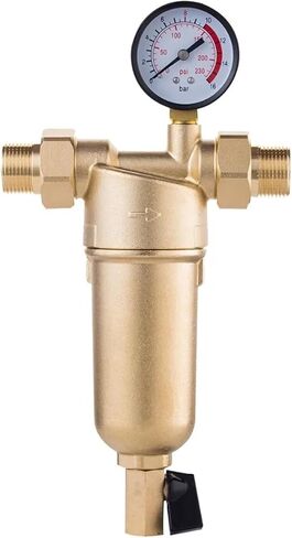 Water Siphon backwash Prefilter Purifier System 40micron Stainless Steel mesh Copper(Brass with Gauge,0.75 inch) in Saudi Arabia