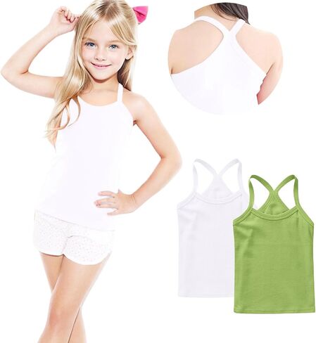 2 Pack Girls Dance Tank Tops Racerback Camisole Spaghetti Strap Camis Sleeveless Undershirts Ballet Gymnastics Wear in Saudi Arabia