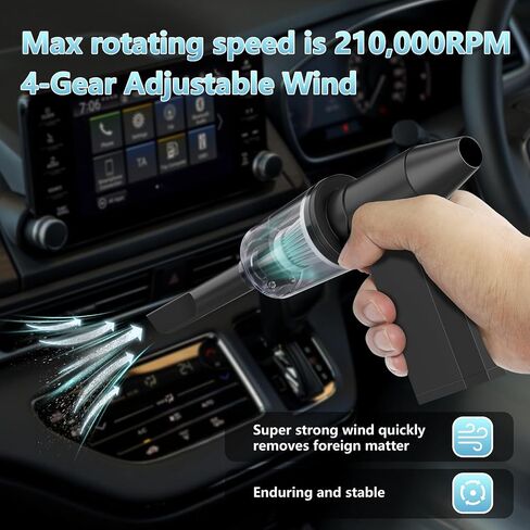 Mini Car Vacuum Cleaner, 2-in-1 210,000RPM Cordless Vacuum Cleaner & Air Duster, 4-Gear Adjustable Handheld Vacuum for Car, Home, Office, PC, Keyboard, Outdoors in Saudi Arabia