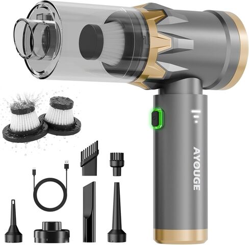 Car Vacuum Portable Cordless, 20000PA High Power Vacuum Cleaner, Brushless Motor, 3-Speed Modes, 4 in 1 Compressed Air Duster, Air Blower, Pump Handheld Vacuum for Car, Home, Office, Camping - Grey in Saudi Arabia