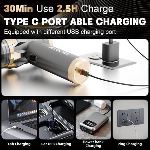 Car Vacuum Portable Cordless, 20000PA High Power Vacuum Cleaner, Brushless Motor, 3-Speed Modes, 4 in 1 Compressed Air Duster, Air Blower, Pump Handheld Vacuum for Car, Home, Office, Camping - Grey in Saudi Arabia