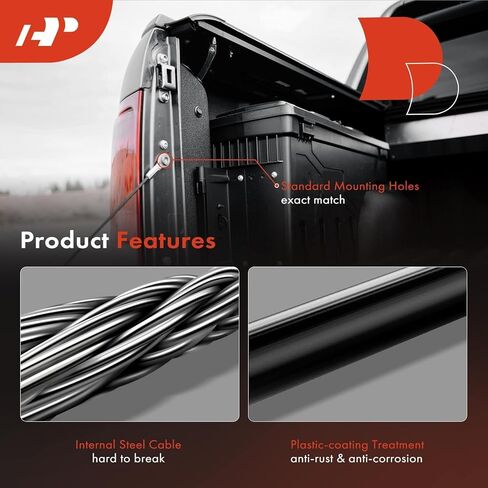 A-Premium Tailgate Support Cable Compatible with Chevrolet & GMC Vehicles - 2017 2018 2019 Silverado 1500 2500 3500 Sierra 1500 2500 3500, Rear Tailgate Driver and Passenger Side, 2-PC Set in Saudi Arabia